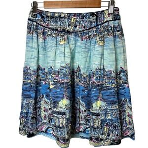 Anthropologie Conversations Venice City Print‎ Skirt Dear Gondolier Sz 4 A-Line